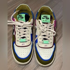 Nike Air Force 1 Shadow Multicolor Faux Fur Sneakers Women’s